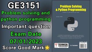 GE3151 problem solving and python programming important question |Tamil |Anna university latest news