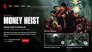 Money Heist Season 5 (Volume 2) Landing Page using HTML CSS JavaScript |  GSAP Animation Tutorials