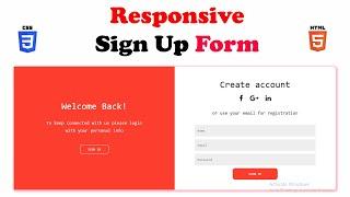 Responsive Sign Up Login Form using HTML & CSS