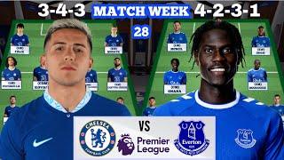 CHELSEA VS EVERTON  HEAD TO HEAD POTENTIAL STARTING LINEUP | ENGLISH PREMIER LEAGUE 2023 ROUND 28