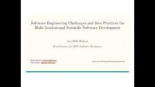 IDEAS-ECP Webinar: Software Eng. Challenges & Best Practices for Scientific Software Development