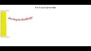 For Loops in JavaScript | JavaScript Tutorial in Hindi | How to use for loop in Js