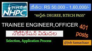 NHPC TRAINEE ENGINEER, OFFICER NOTIFICATION || NHPC ట్రైనీ ఇంజనీర్, ఆఫీసర్ నోటిఫికేషన్