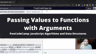 Passing Values to Functions with Arguments (Basic JavaScript) freeCodeCamp tutorial