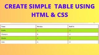 Create Simple table using Html &Css #html #css #web #Html table #TECH BY RR