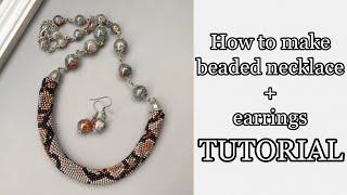 How to finish Bead grey Python skin necklace | Beaded Earrings tutorial | Bead necklace making