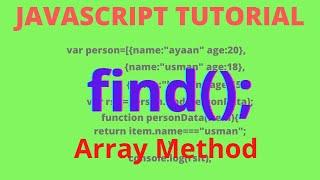 JavaScript Array Find Method Tutorial in Hindi / Urdu