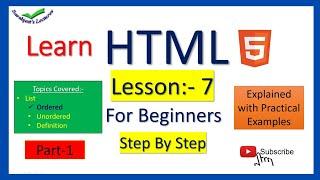 HTML Tutorial for beginners Lesson-7 part-1/ Learn HTML / List in HTML explained with example