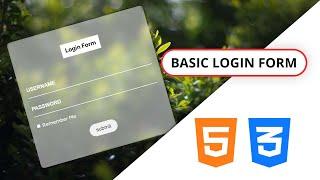 Basic Login Form / Page using HTML & CSS | | HTML CSS Login Form / Login Page