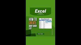 How to Create Drop Down List Easily in Excel | Excel | Tutorials | Youtube Shorts #shorts #short