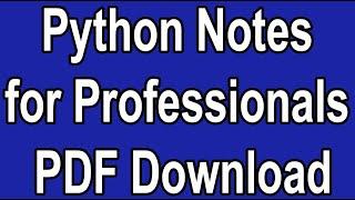 Python Notes for Professionals PDF Download