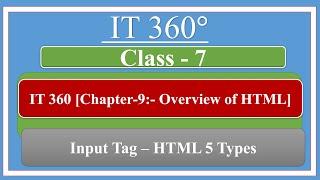 Input Tag Chapter-7 Overview of HTML 5 IT 360 Class-7 Part-2 [IT 360 Degree By Ravi Kumar]