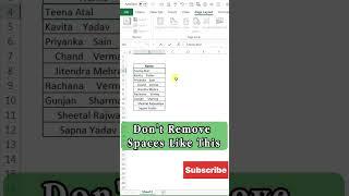 Remove Unwanted Space in 1 Click MS Excel Tricks #shorts #short