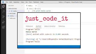 First Program in C Language. To Print "Hello World".No voice program in C. @just_code_it