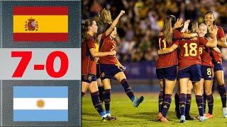 Spain 7 x 0 Argentina Highlights & All Goals | Friendly International Women's Football