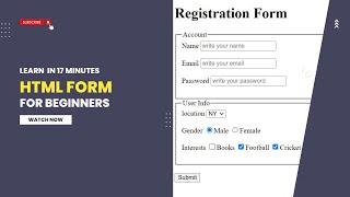 Learn HTML FORM for beginner in 17 minutes