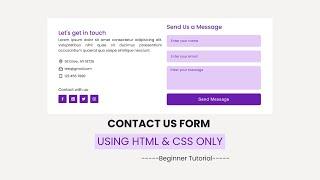 Responsive Contact Us Form - HTML, CSS | Beginner Tutorial | Coding Web