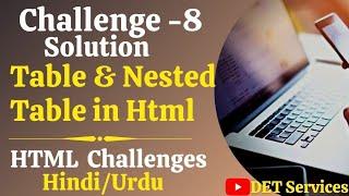 Challenge - 8 Solution | HTML5 | Table & Nested Table Challenge | Html Challenge - w3schools