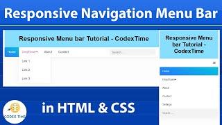 Responsive Navigation Menu Bar in Html, CSS Tutorial | Creating Responsive Navigation bar