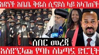 ሰበር መረጃ አዳነች አቤቤ ቅዱስ ሲኖዶስ ላይ አላገጠች አስደንጋጩ የባለ ስልጣኗ ድርጊት መ/ር ሰለሞን ተሾመ መ/ር ዘመድኩን በቀለ memhr g/meskel