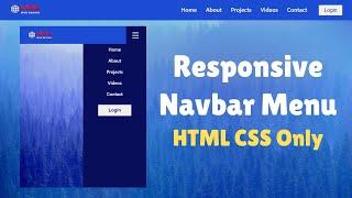 Create Responsive Navigation Menu Bar Using HTML CSS | Mobile Menu HTML CSS