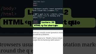 q in HTML for short quotes #html #css #html5 #css3 #coding #webdevelopment #shorts