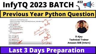 Infytq Previous Year Python MCQ Questions | Last 3 Days Preparation | Prepare | & Crack It | Infytq