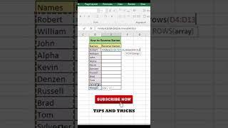 Reverse Name in Excel || #shorts #shortsvideo #youtubeshorts