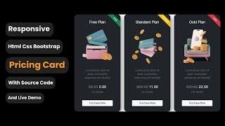 Responsive Bootstrap Pricing Card with Source Code and Live Demo