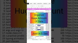 Excel Trick : Organize Big Amount of Data in Just 5 Sec | #shorts #excel #exceltips #exceltricks