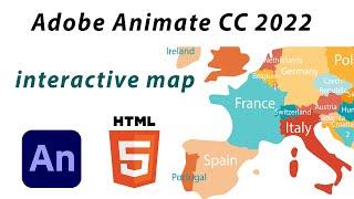 Adobe Animate CC 2022 tutorial - interactive map - HTML5