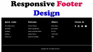 Responsive Footer Design using HTML5 & CSS3