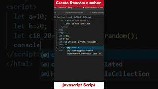 how to create Random number in Javascript || Javascript tutorial#shorts #trending #programming #code