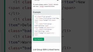 Bootstrap codes/ web development/ coding/ apps and website design with coding/List group with Badges