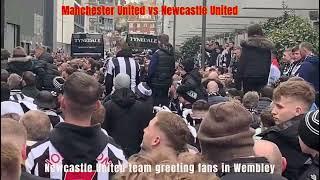 Newcastle United Team greeting Fans in Wembley-Manchester United v Newcastle United-Carabo Cup Final