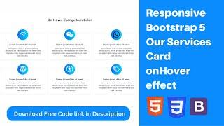 Amazing Hover Effects for Bootstrap 5 Our Services Cards | Responsive Bootstrap 5 card