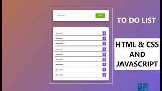 Todo List using HTML CSS  & Javascript Todo List in javascript