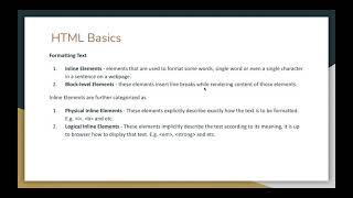 HTML Basics - Basic Formatting Elements