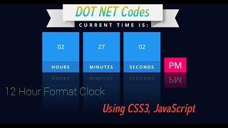 Digital Clock || 12 Hours Format || Using HTML CSS JavaScript || Pure CSS Tutorial || #Digitalclock