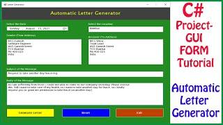 Automatic Letter Generator using C# | C# Projects | C# Window For m Project | C# Mini Project