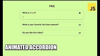Animated Accordion JavaScript Tutorial | How to make Accordion in JS?