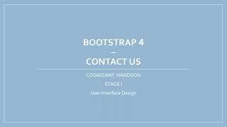 Contact US | Bootstrap 4 | User Interface Design | Cognizant Handson