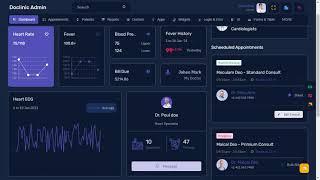 Patients Dashboard Bootstrap Admin Template with LTR Dark Theme