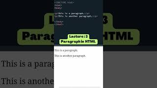 Paragraph in HTML #webdevelopment #html #css #ytshorts #shorts