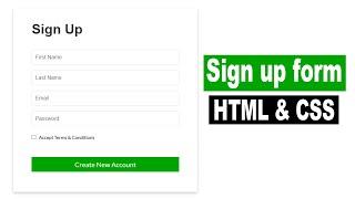 How To Create Sign Up Form In HTML And CSS | Registration Form In HTML