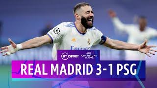 Real Madrid v PSG (3-1) | Epic Benzema hat-trick STUNS Parisians | Champions League Highlights