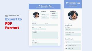 Simple CV Generator App | HTML CSS & JavaScript (PDF Download)