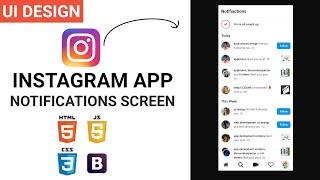 Instagram App UI Template - E04 - Notifications Screen | HTML CSS BOOTSTRAP Speed Coding