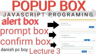 popup box javascript tutorials _alert_confirm_prompt in hindi Lecture 3 #popupbox #javascript #html