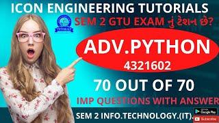 ADV.PYTHON IMP WITH ANSWER FOR DIPLOMA SEM 2 IT || SEM 2 IT  GTU EXAM IMP || 4321602